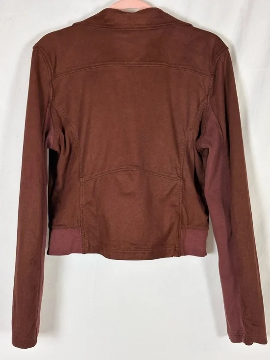 Women’s Brown Moto Jacket - Classic Zip Front - Picture 6 of 7